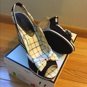 Brown Coach wedge shoes size 11